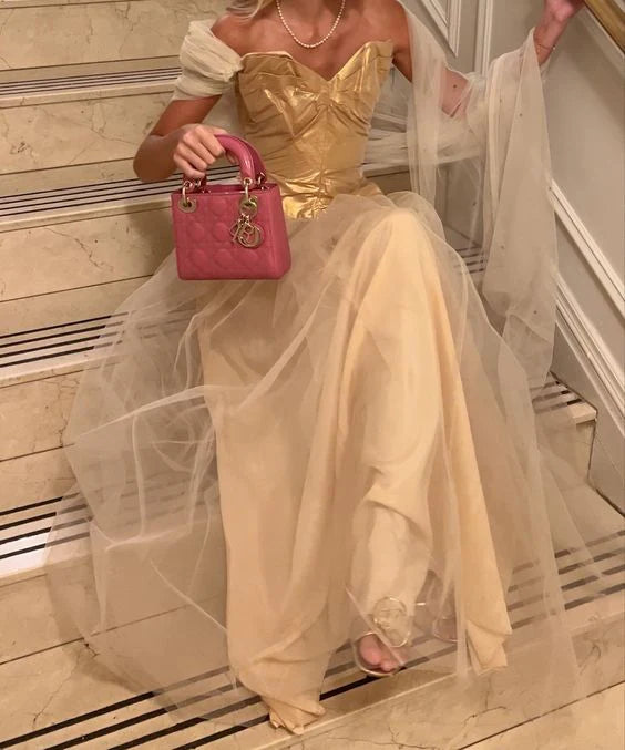 Robes de soirée Weitese Ivoire sans bretelles A-Line Tulle Longue Robe de bal Robe de fête d'anniversaire Robes de bal Boutiques Robes formelles pour femmes 