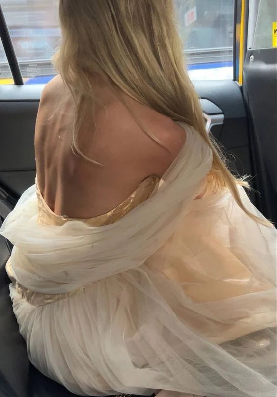 Robes de soirée Weitese Ivoire sans bretelles A-Line Tulle Longue Robe de bal Robe de fête d'anniversaire Robes de bal Boutiques Robes formelles pour femmes 