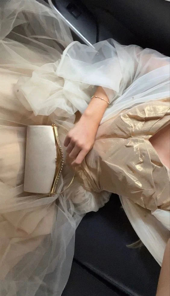 Robes de soirée Weitese Ivoire sans bretelles A-Line Tulle Longue Robe de bal Robe de fête d'anniversaire Robes de bal Boutiques Robes formelles pour femmes 