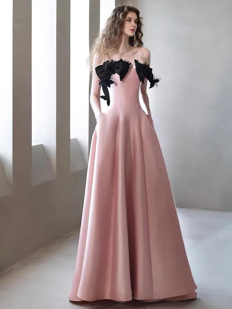 Weitese Formal Women's Dresses Strapless A Line Pink Long Prom Dress Birthday Party Dress Prom Dresses Stores