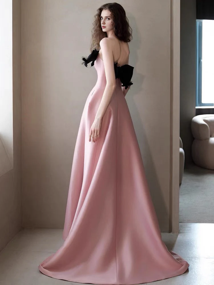 Weitese Formal Women's Dresses Strapless A Line Pink Long Prom Dress Birthday Party Dress Prom Dresses Stores