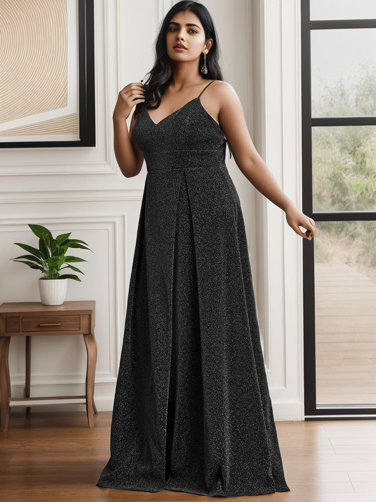 Robe de soirée brillante grande taille à bretelles spaghetti Weitese pour mariage