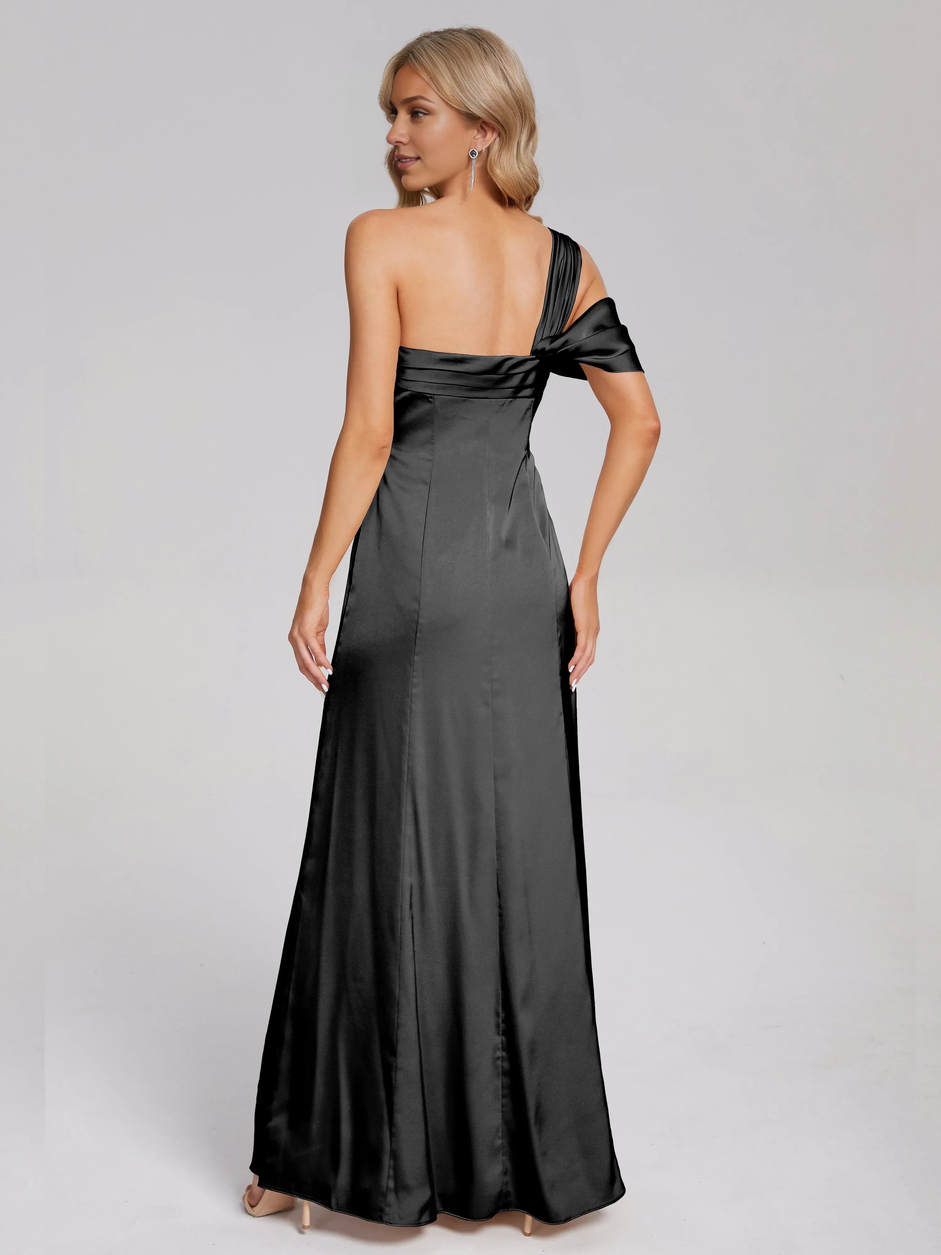 Chic Column/Sheath One Shoulder Sleeveless Backless Floor Length Prom Dress