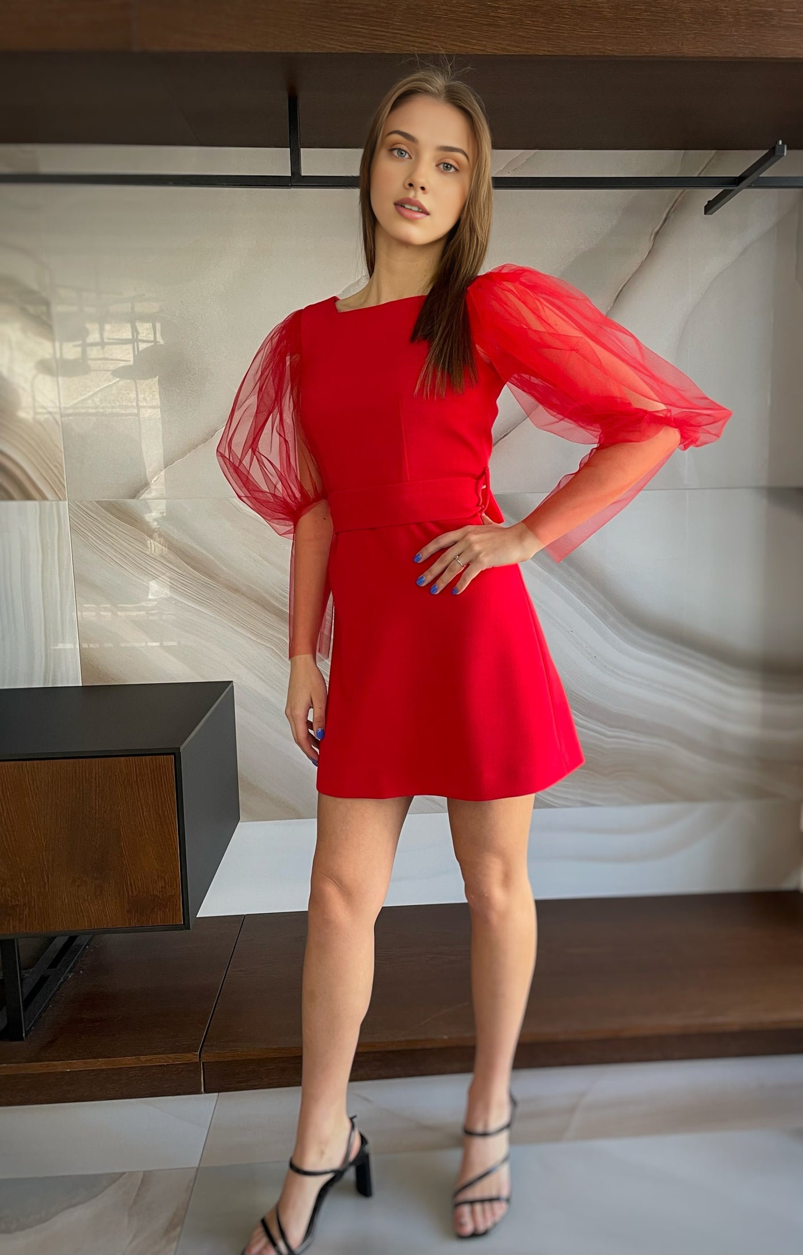 Black Party Dress Short Wedding Guest Dress Red Short Puff Sleeve Cocktail Dress White Square Neck Simple Wedding Dress Tulle Sleeve Women Prom Dress