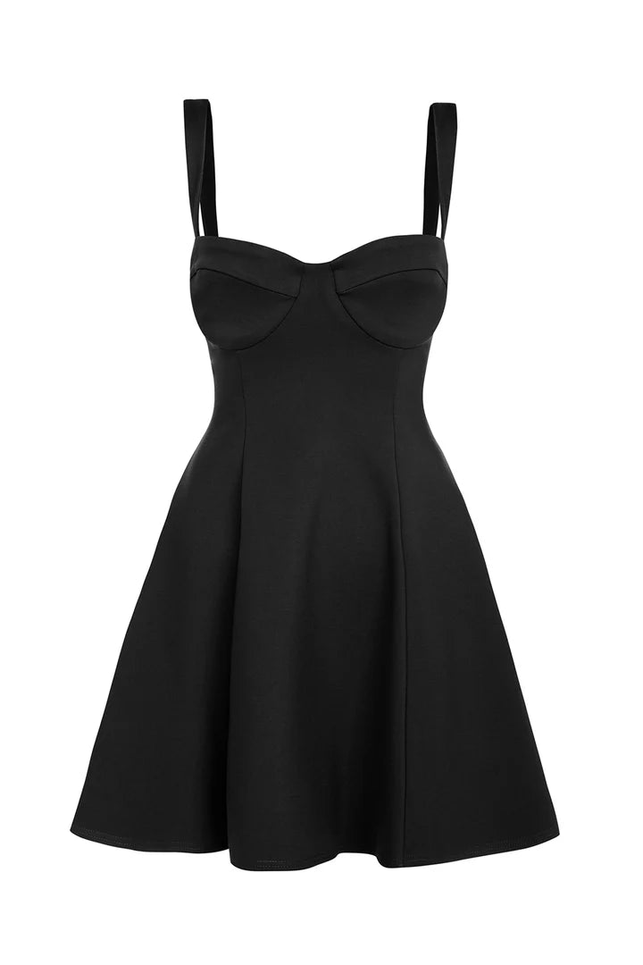 Black Wide Shoulder Strap Tight Corset Short Homecoming Dress