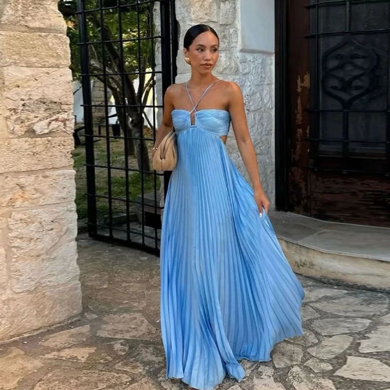 Best Sellers Spaghetti Straps Sleeveless A-Line Satin Cutout Back Long Prom Dress