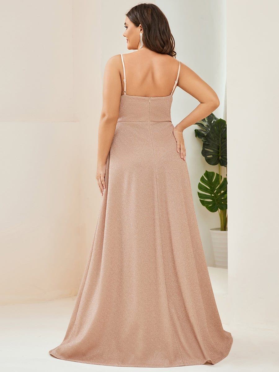 Robe de soirée brillante grande taille à bretelles spaghetti Weitese pour mariage