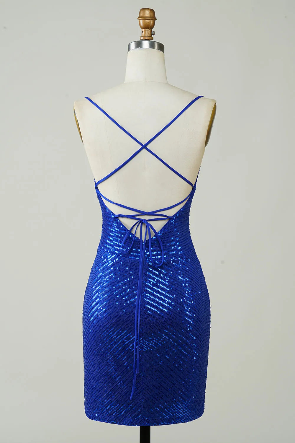 Bodycon Spaghetti Straps Sequins Backless Short Homecoming Dress