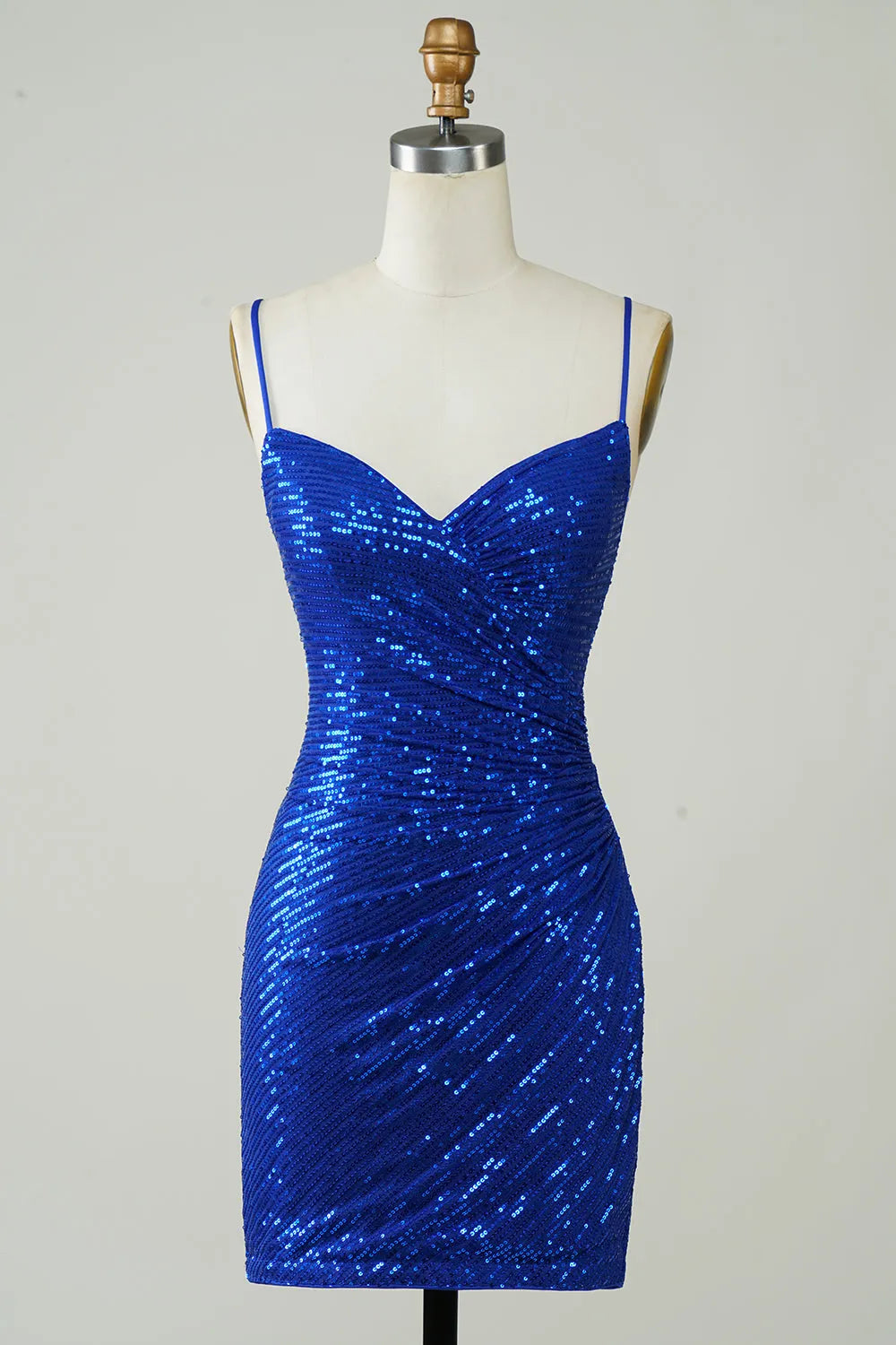 Bodycon Spaghetti Straps Sequins Backless Short Homecoming Dress