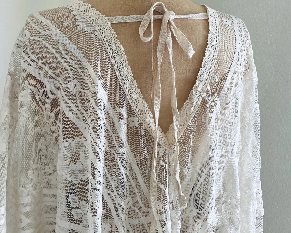 Boho Ivory Lace Wedding Dress With Fringe Maternity Wedding Dress Bell Sleeve Wedding Dress Boho Wedding Dress Photoshoot Dress Bride Dress