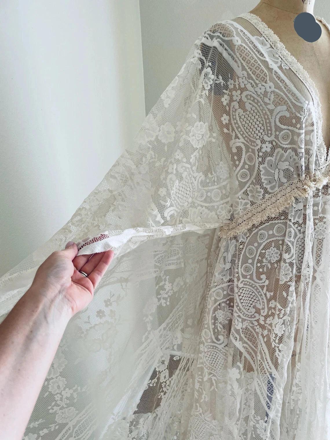 Boho Ivory Lace Wedding Dress With Fringe Maternity Wedding Dress Bell Sleeve Wedding Dress Boho Wedding Dress Photoshoot Dress Bride Dress