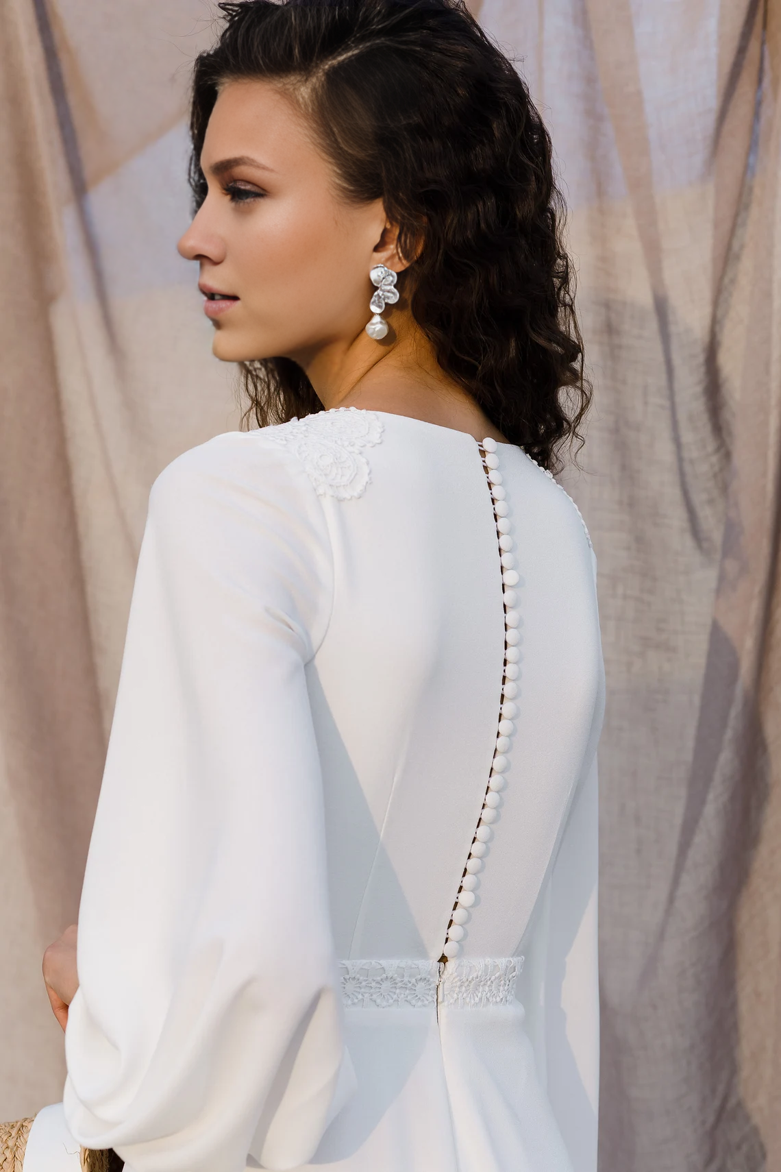 Boho Long Sleeve Wedding Dress Puff Sleeve Wedding Dress Simple A Line Wedding Dress Floor Length