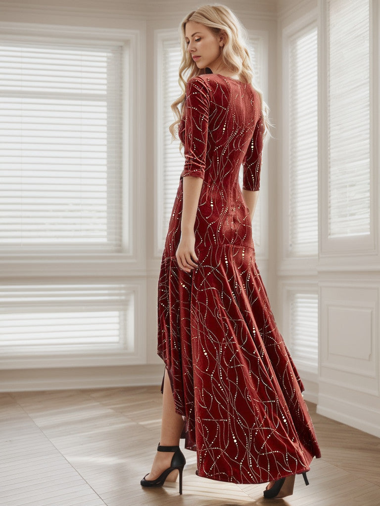 Vestido de fiesta de terciopelo con corte alto y bajo ajustado para mujer de Weitese