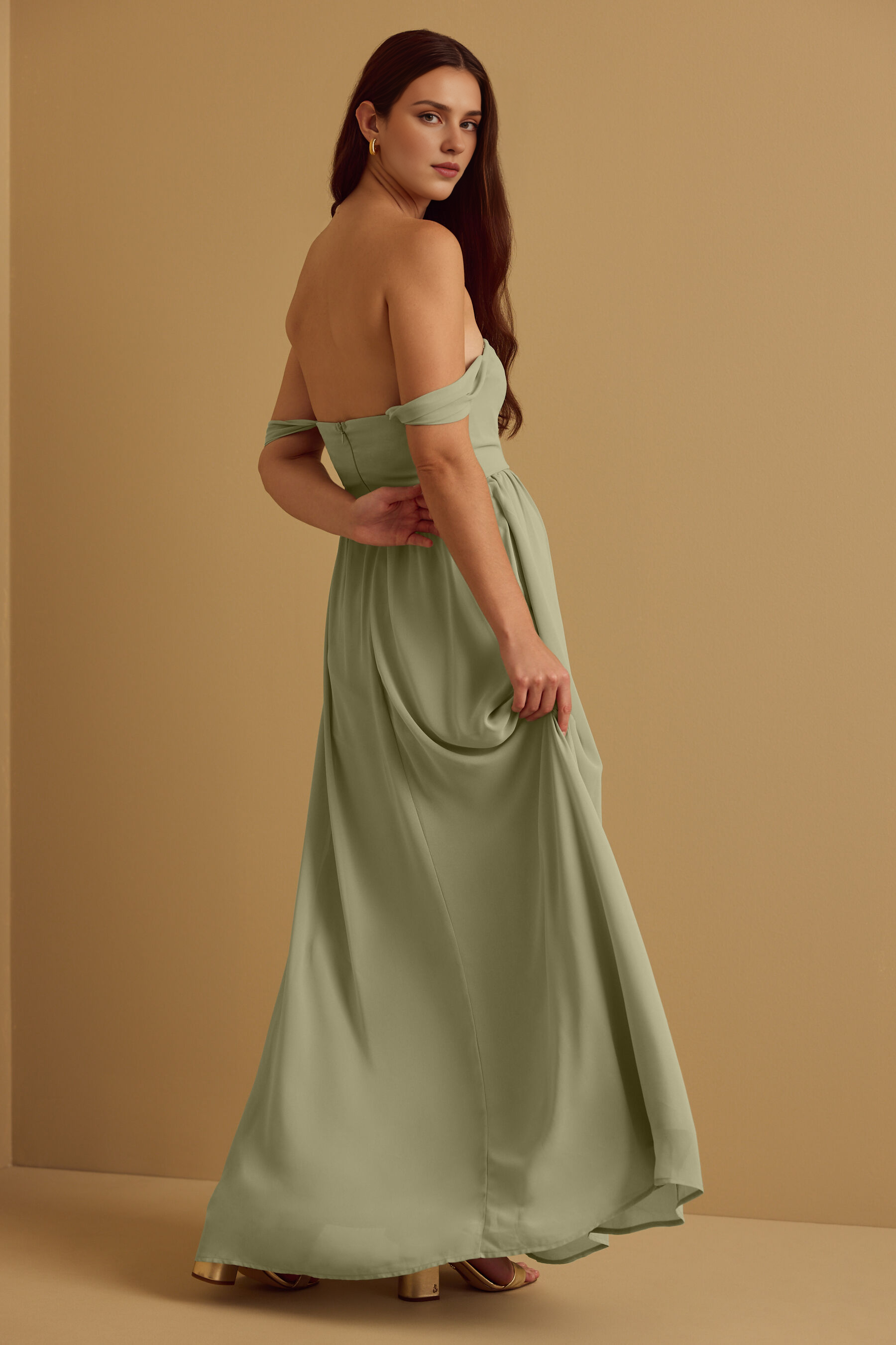 Weitese Formal Wear Dresses Sleeveless Off-the-shoulder Floor Length Bridesmaid Dress Stores With Prom Dresses With Slit
