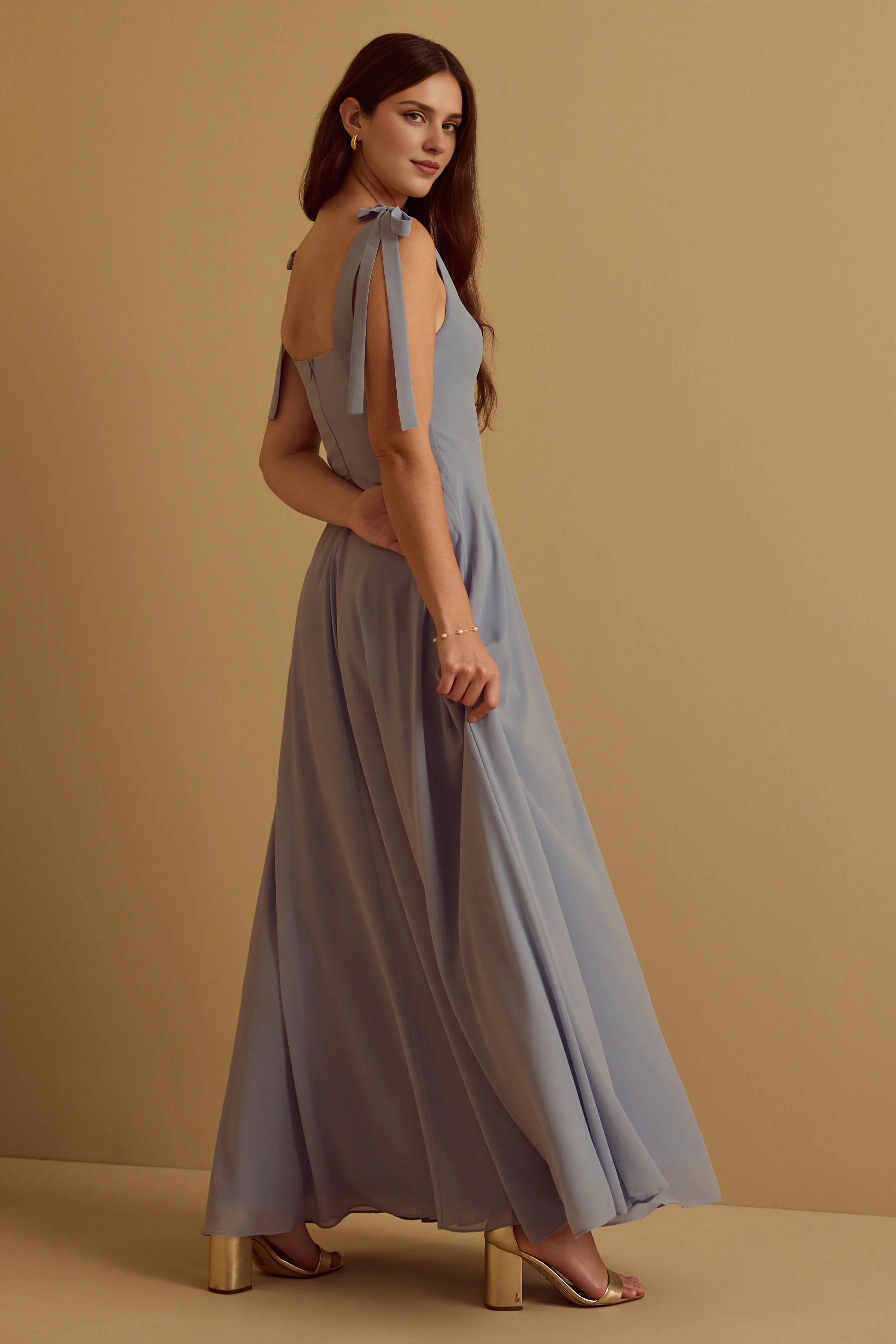 Weitese Formal Wear Dresses Sleeveless Lace Up Floor Length Bridesmaid Dress stores with prom dresses