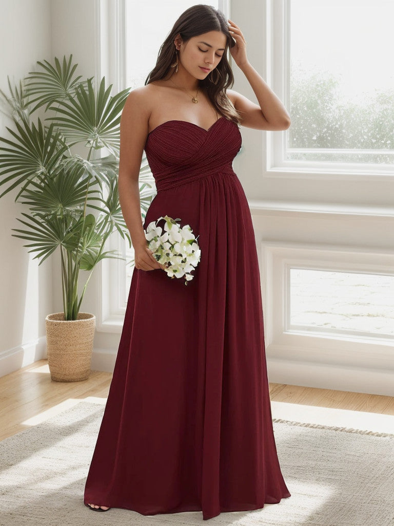 Robe de demoiselle d'honneur longue en mousseline de soie à une épaule Weitese grande taille