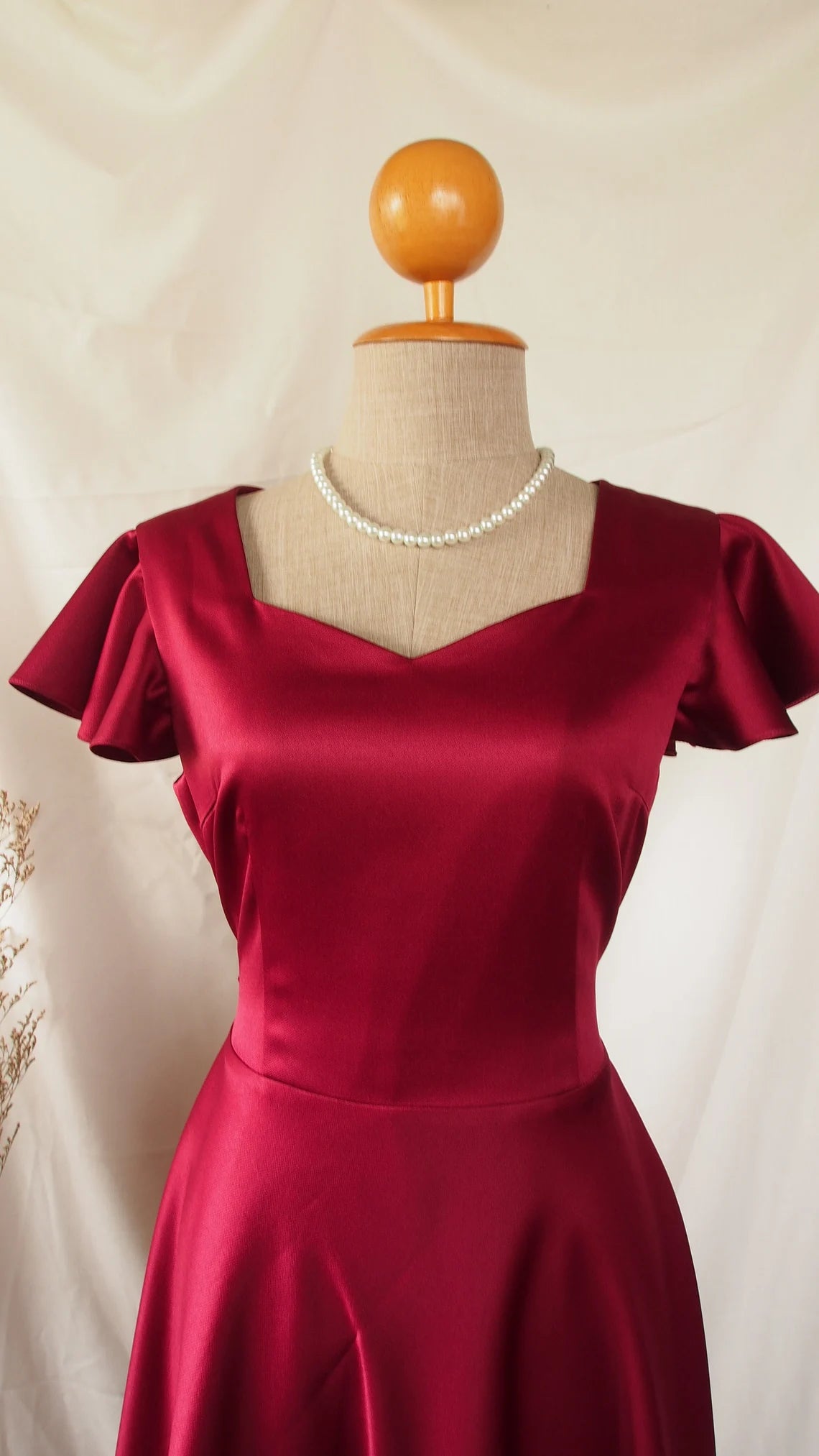 Burgundy Bridesmaid Dress V Neck Prom Vintage Modern Fit Flare Sweetheart Dress Retro Party Dress Elegant Christmas Dress