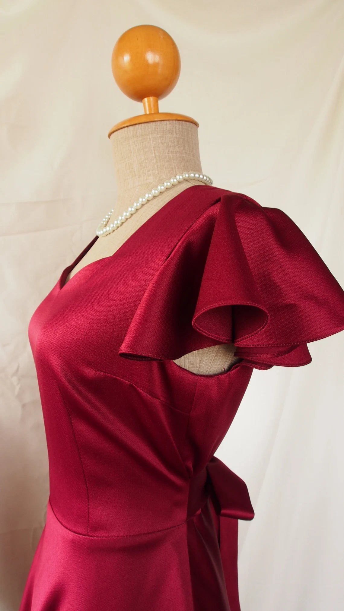 Burgundy Bridesmaid Dress V Neck Prom Vintage Modern Fit Flare Sweetheart Dress Retro Party Dress Elegant Christmas Dress