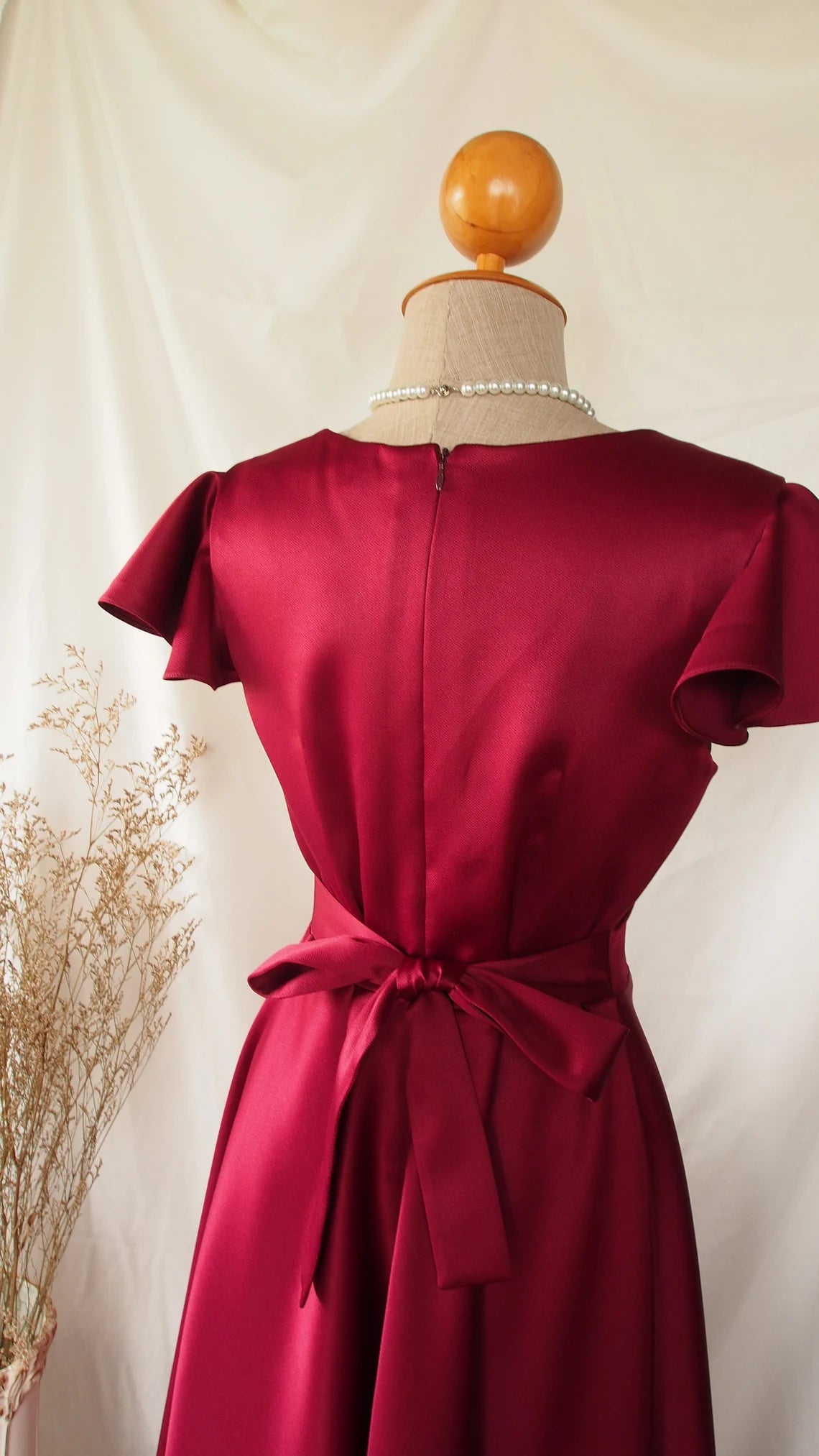 Burgundy Bridesmaid Dress V Neck Prom Vintage Modern Fit Flare Sweetheart Dress Retro Party Dress Elegant Christmas Dress