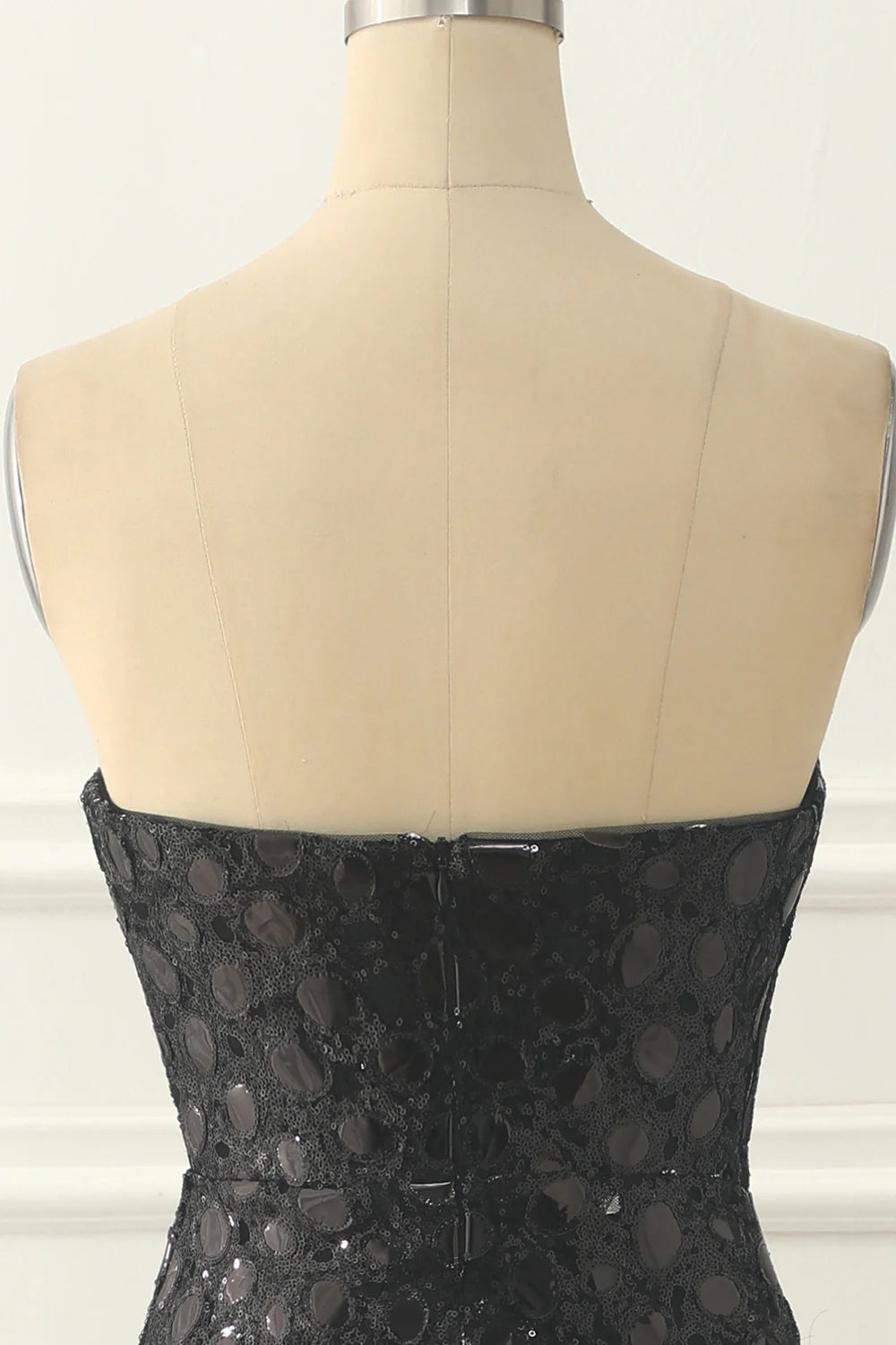 Sheath Strapless Sequins Black Prom Dress