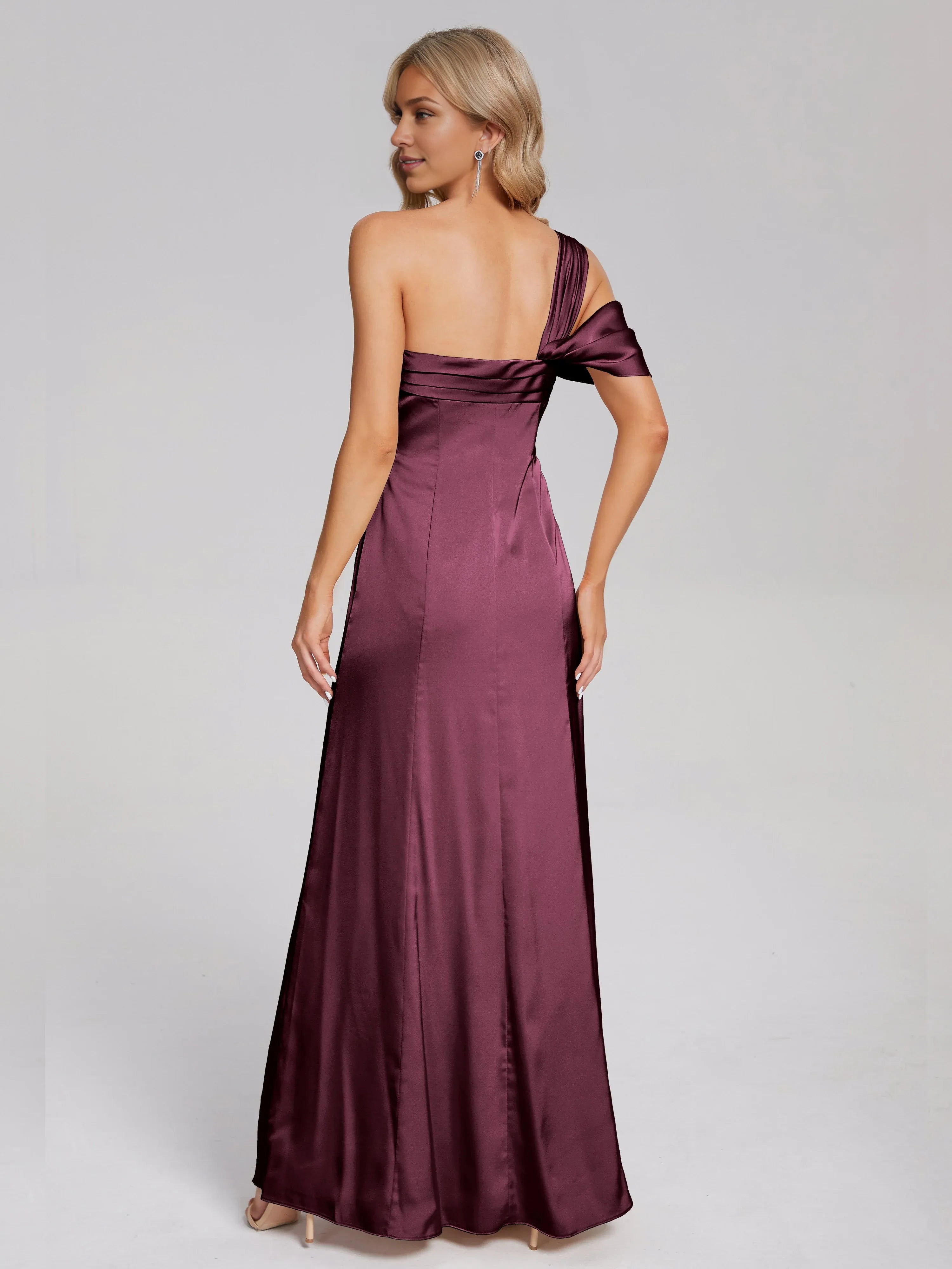 Chic Column/Sheath One Shoulder Sleeveless Backless Floor Length Prom Dress