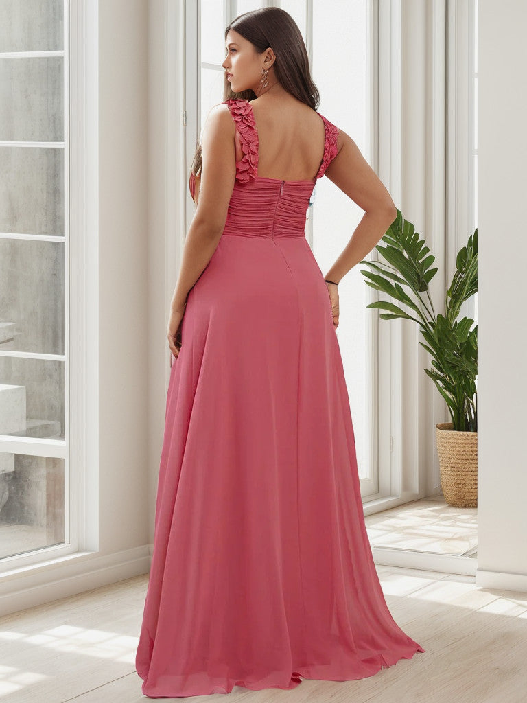 Robe de demoiselle d'honneur longue en mousseline de soie à une épaule Weitese grande taille