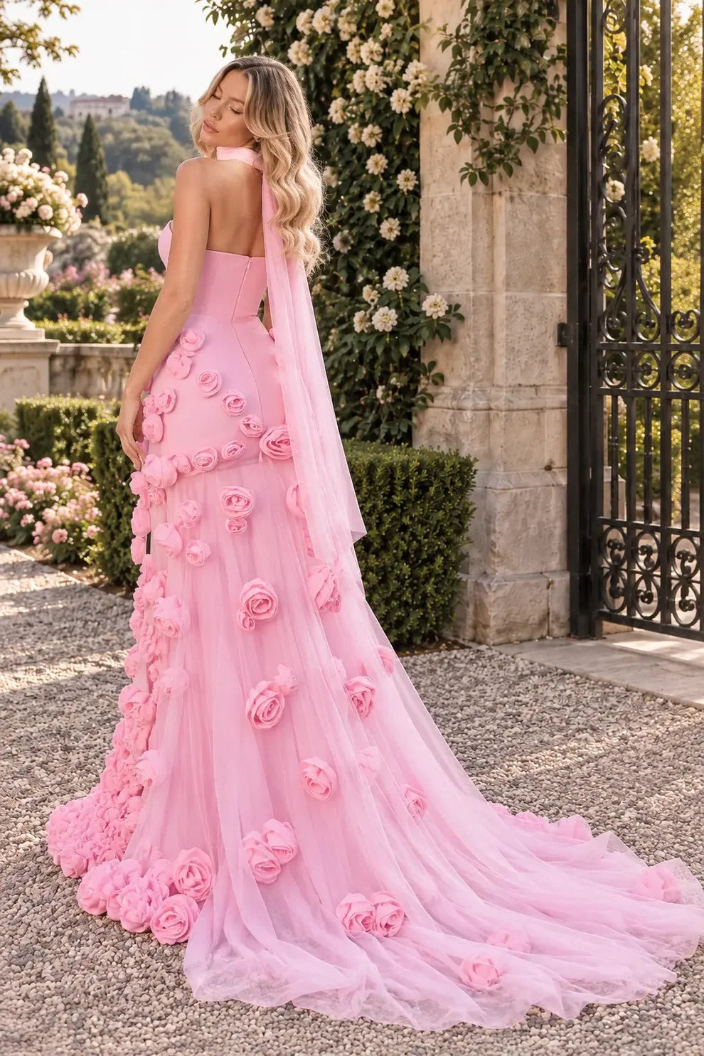 Blushing Pink Tulle Trumpet Sweetheart Zipper Back Floor-Length Dress