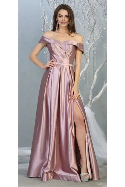Casual A-line Off the Shoulder Sleeveless Backless Floor-Length Prom Dress