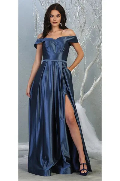 Casual A-line Off the Shoulder Sleeveless Backless Floor-Length Prom Dress