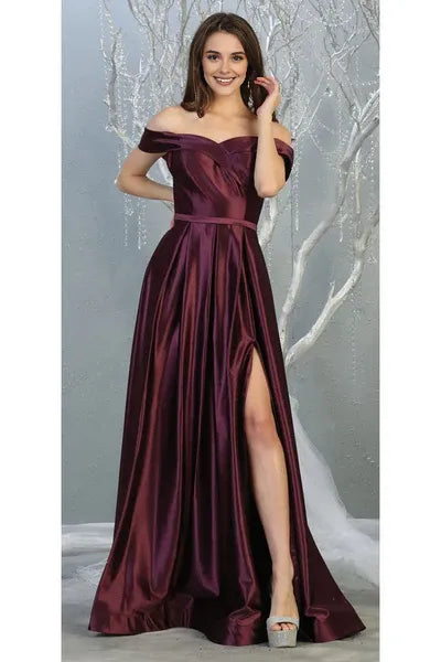 Casual A-line Off the Shoulder Sleeveless Backless Floor-Length Prom Dress
