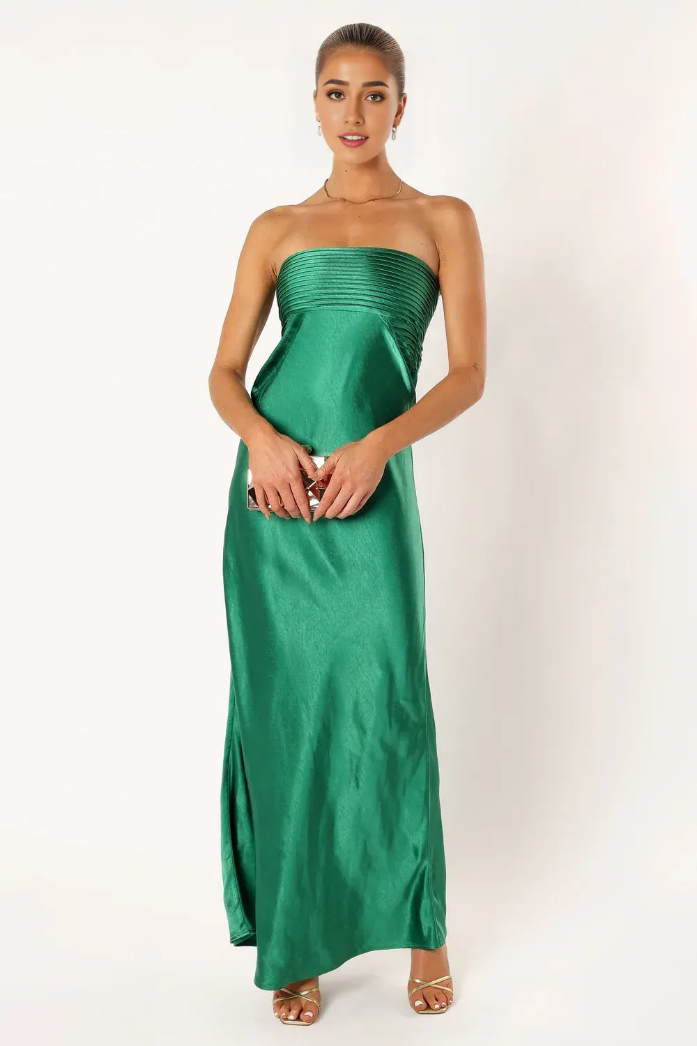 Casual Column Strapless Neck Sleeveless Backless Floor-Length Prom Dress