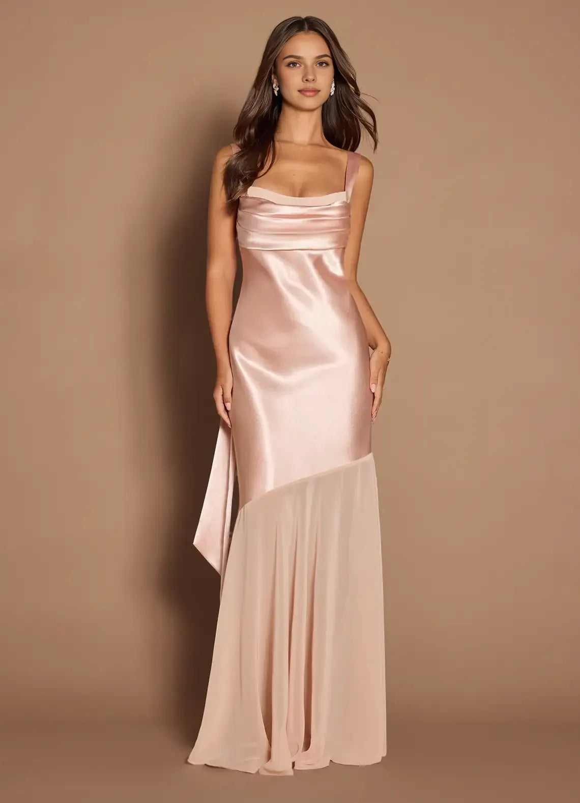 Casual Sheath/Column Square Neck Sleeveless Backless Floor-Length Prom Dress
