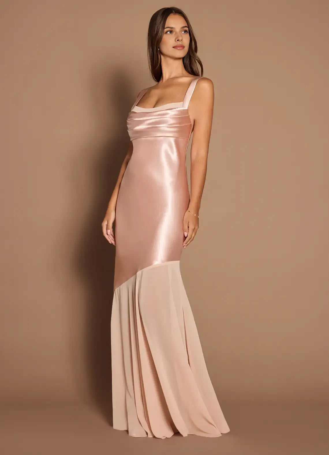 Casual Sheath/Column Square Neck Sleeveless Backless Floor-Length Prom Dress