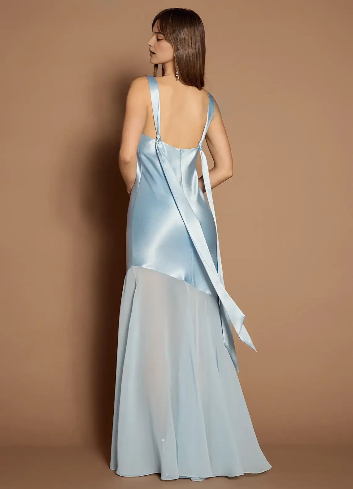 Casual Sheath/Column Square Neck Sleeveless Backless Floor-Length Prom Dress