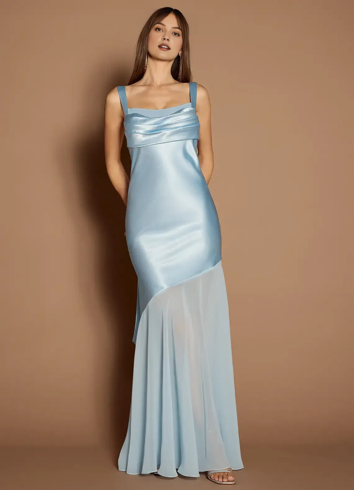 Casual Sheath/Column Square Neck Sleeveless Backless Floor-Length Prom Dress