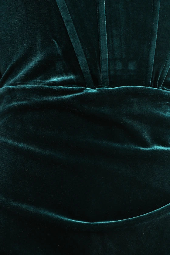 Vestidos formales Weitese para mujer, celebraciones glamurosas, vestido sin tirantes de terciopelo verde azulado oscuro, tiendas de vestidos de fiesta 