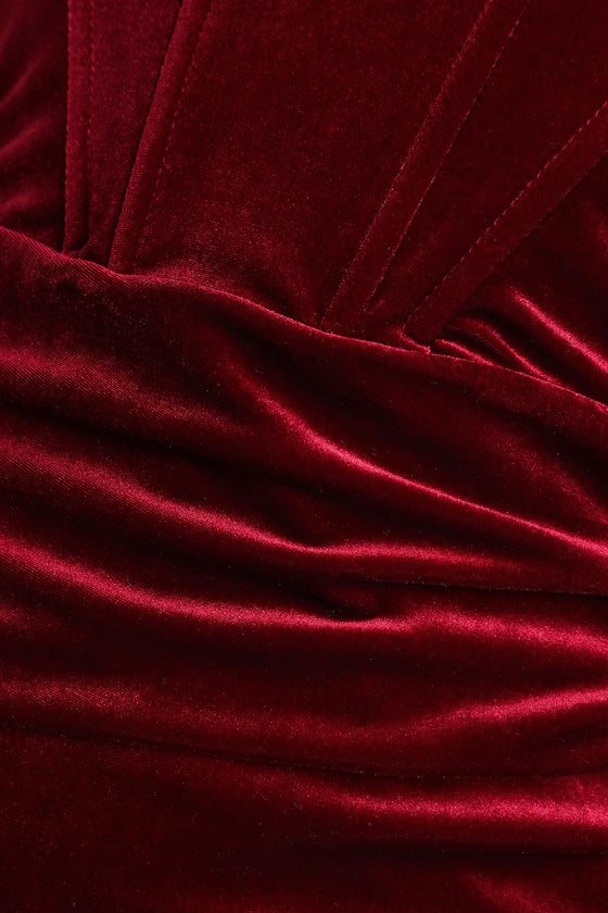 Vestidos formales Weitese para mujer, celebraciones glamurosas, vestido sin tirantes de terciopelo rojo vino, tiendas de vestidos de fiesta 