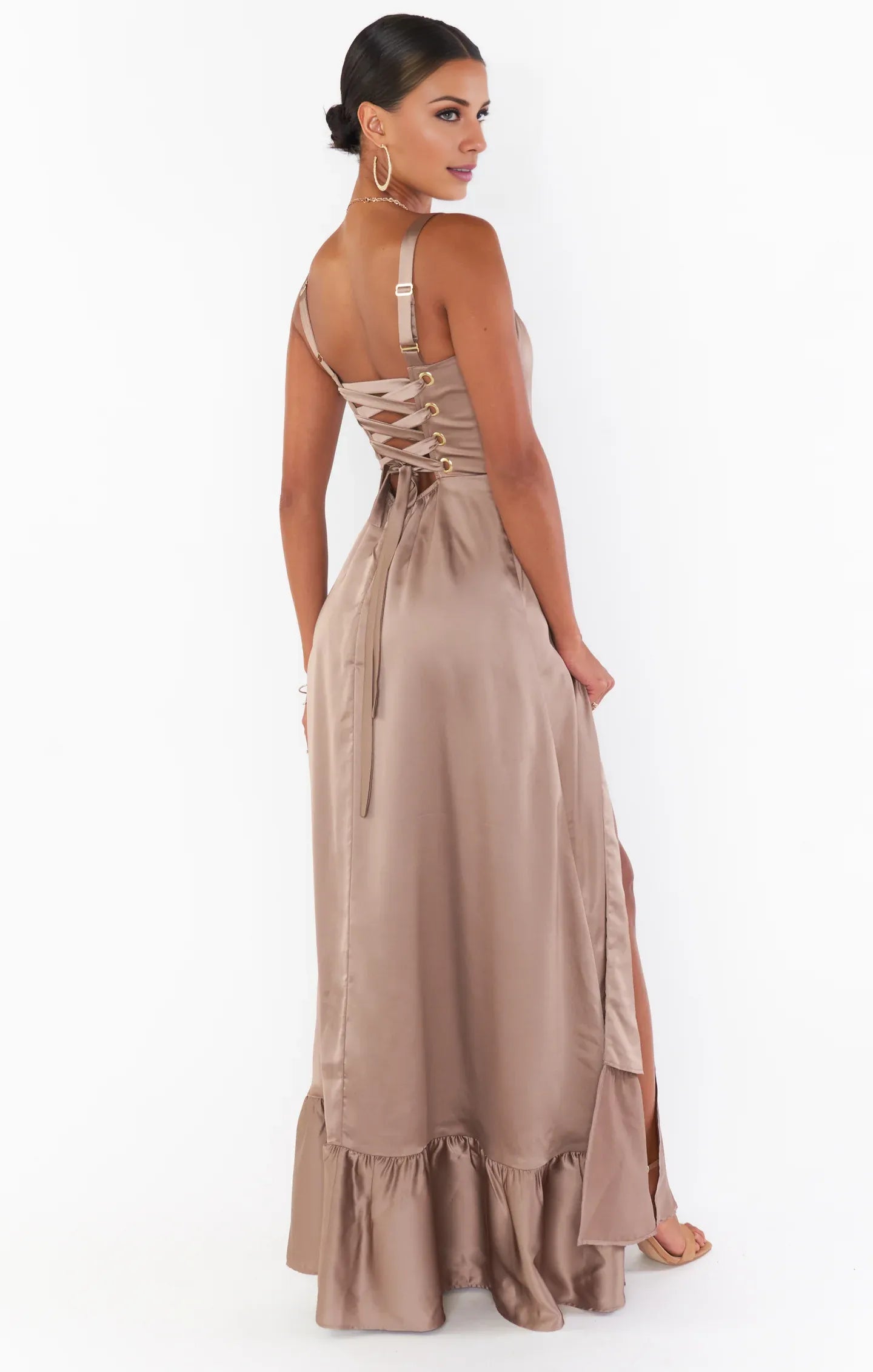 Weitese Dress Regular Straps Square Neck Sleeveless Maxi Dress Column Simple Crisscross Back Prom Dress With Slit