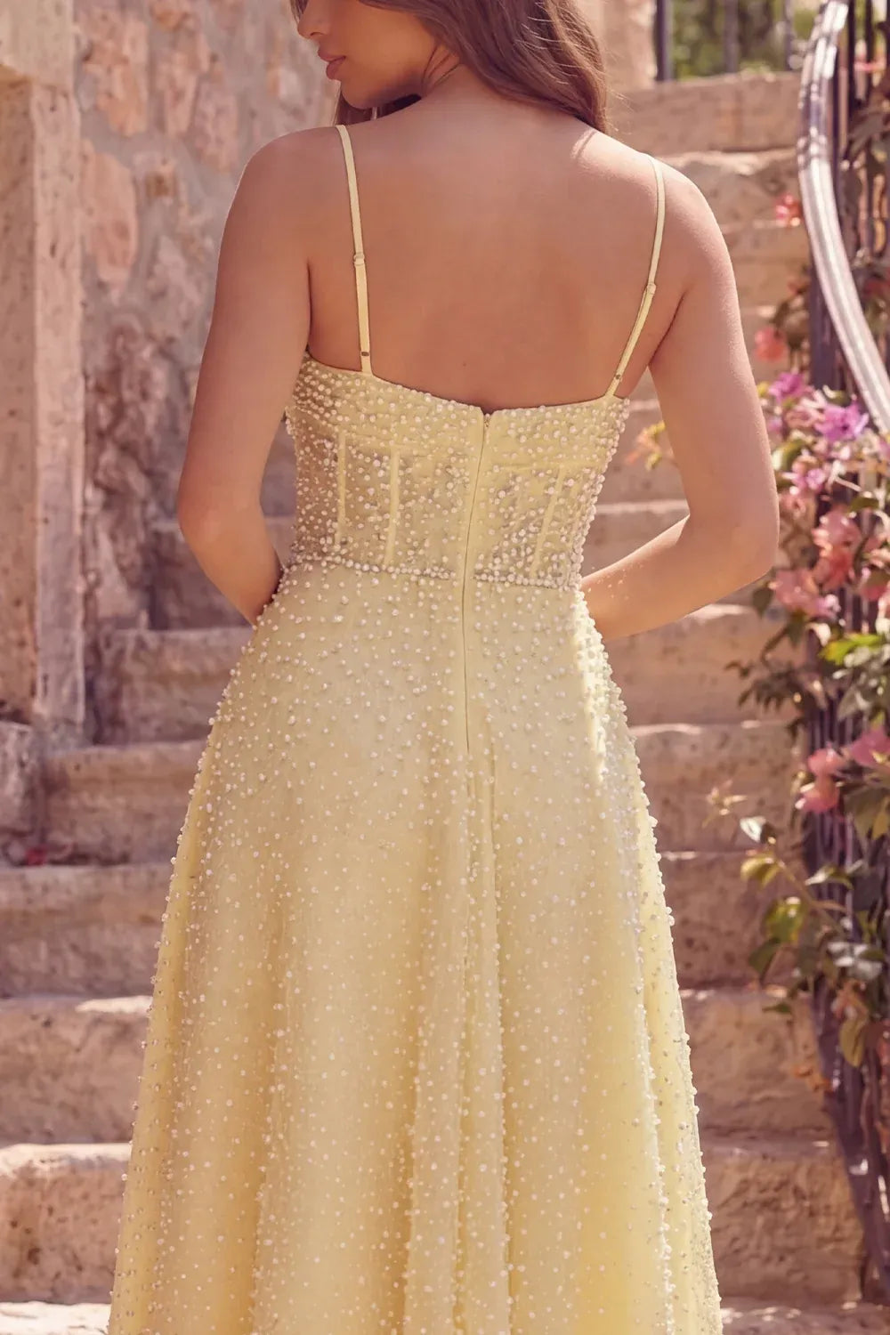 Charming A-Line Sweetheart Spaghetti Strap Beaded Tulle Midi Cocktail Dress