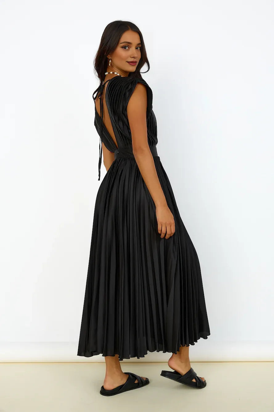 Charming A-Line Deep V Neck Sleeveless Backless Ankle-Length Prom Dress