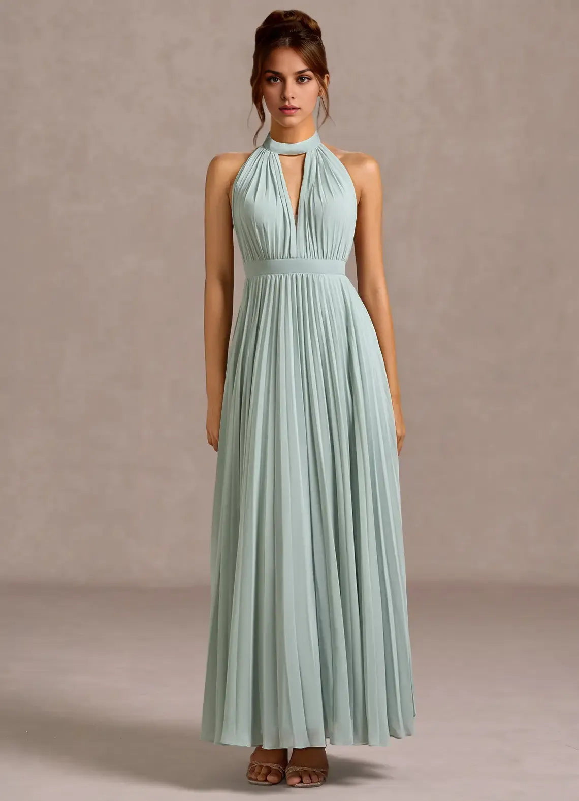 Charming A-Line Halter Neck Sleeveless Backless Floor-Length Evening Dress