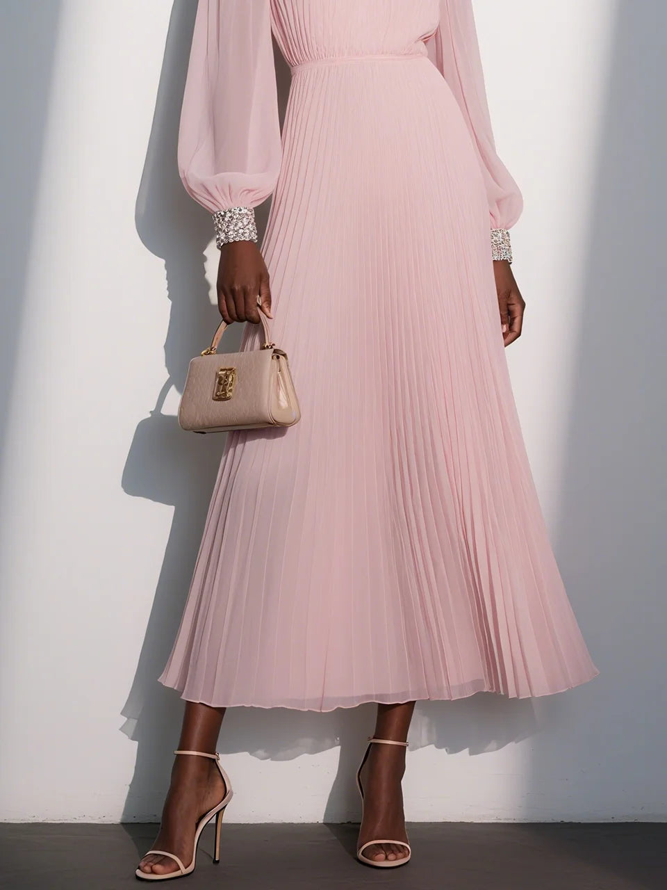 Charming A-Line Off The Shoulder Balloon Sleeve Backless Tea-Length Prom Dress