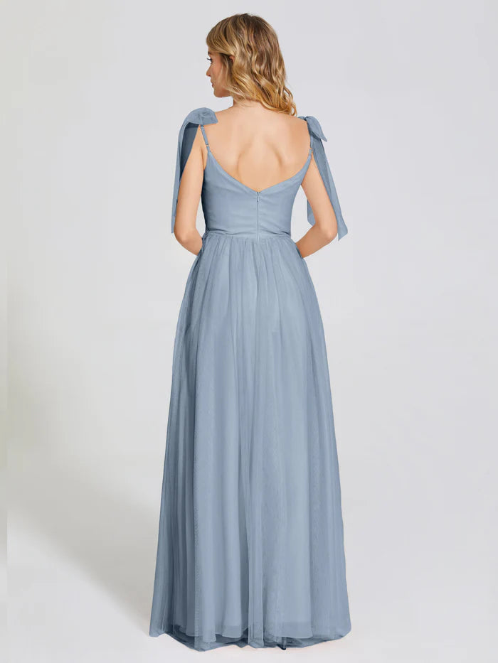 Charming A-Line Spaghetti Straps Sleeveless Backless Floor-Length Prom Dress