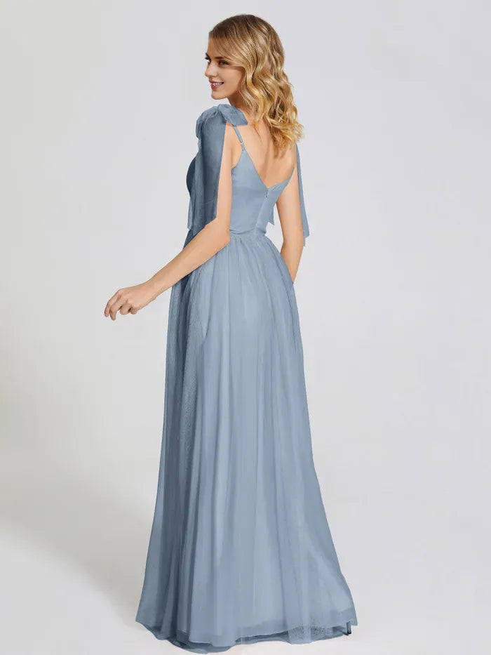 Charming A-Line Spaghetti Straps Sleeveless Backless Floor-Length Prom Dress