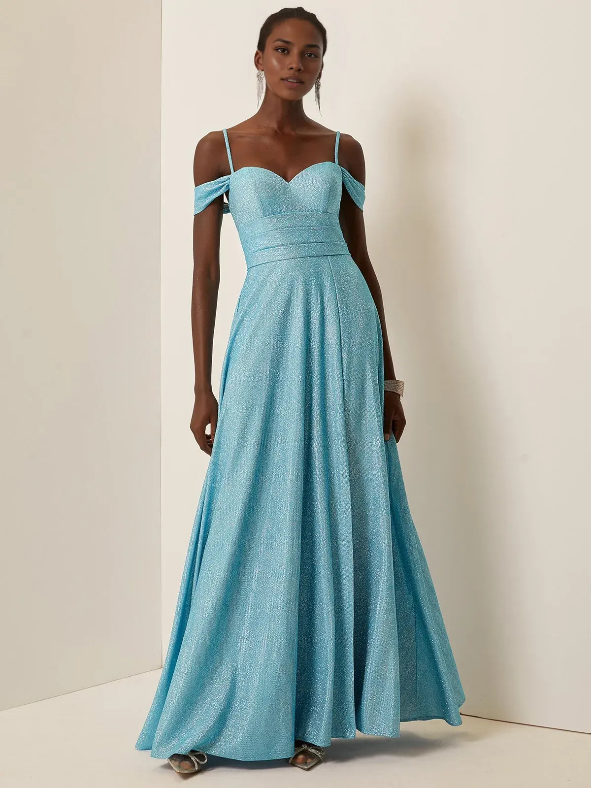 Charming A-Line Spaghetti Straps Sleeveless Lace-Up Floor-Length Evening Dress