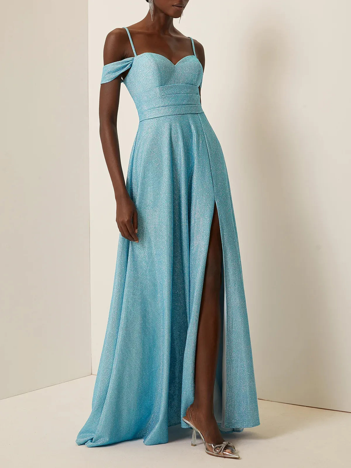 Charming A-Line Spaghetti Straps Sleeveless Lace-Up Floor-Length Evening Dress