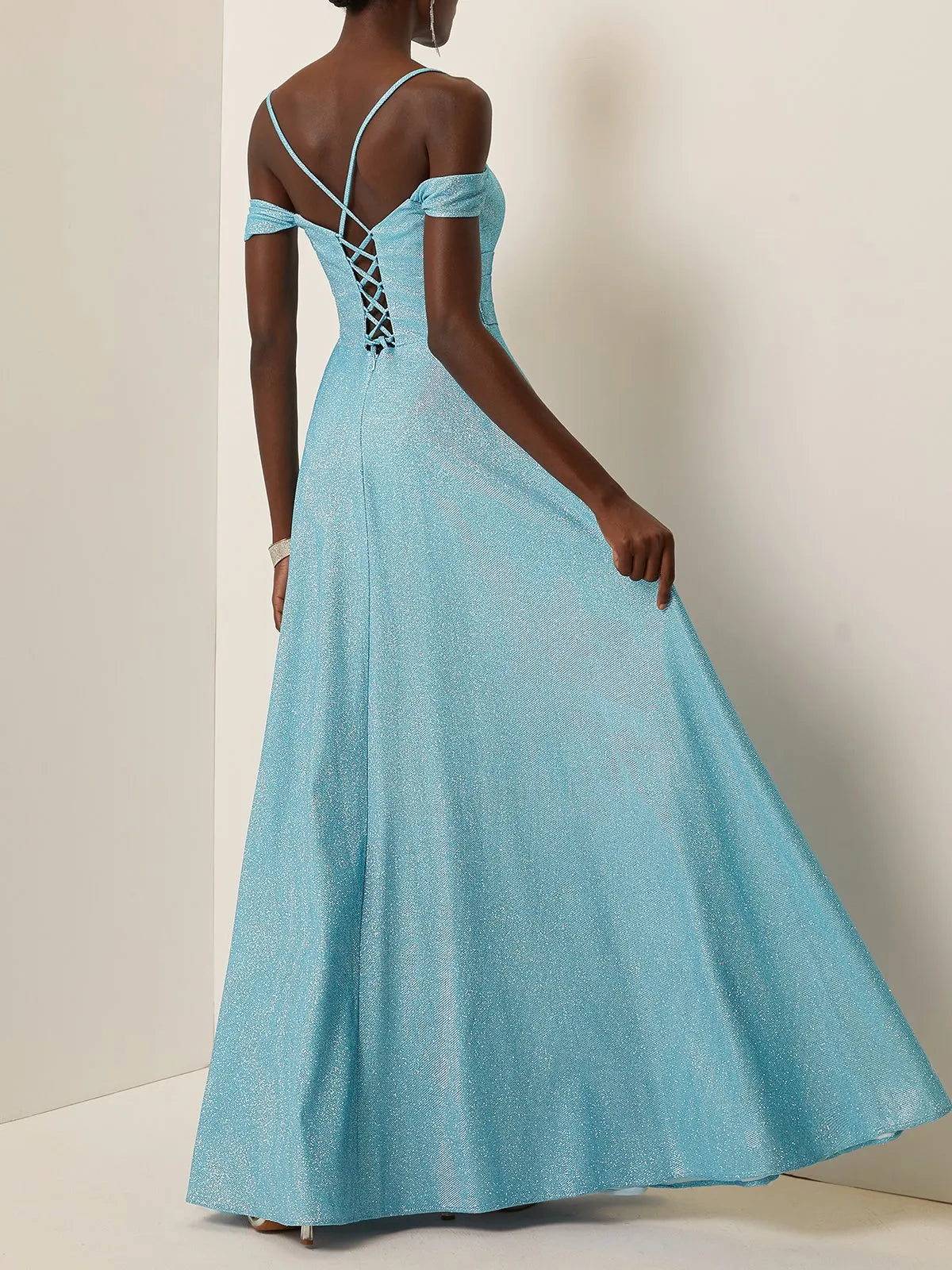 Charming A-Line Spaghetti Straps Sleeveless Lace-Up Floor-Length Evening Dress