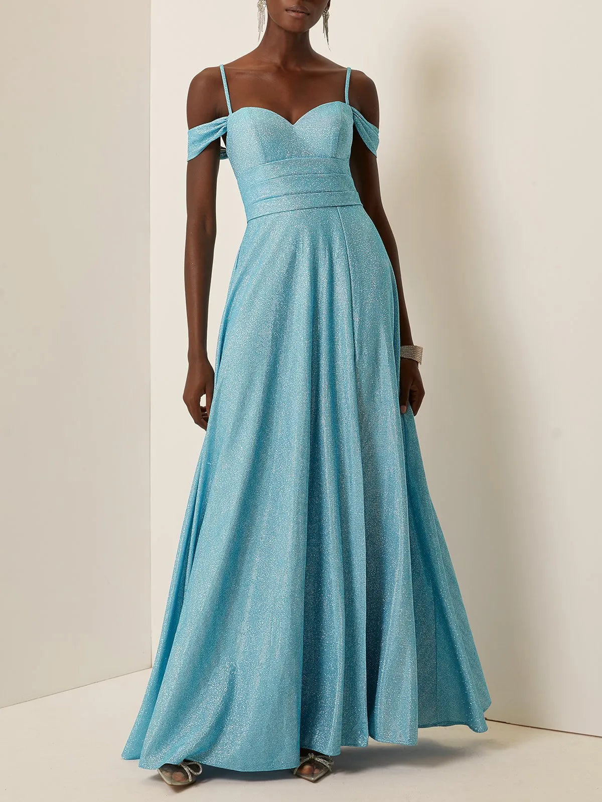 Charming A-Line Spaghetti Straps Sleeveless Lace-Up Floor-Length Evening Dress