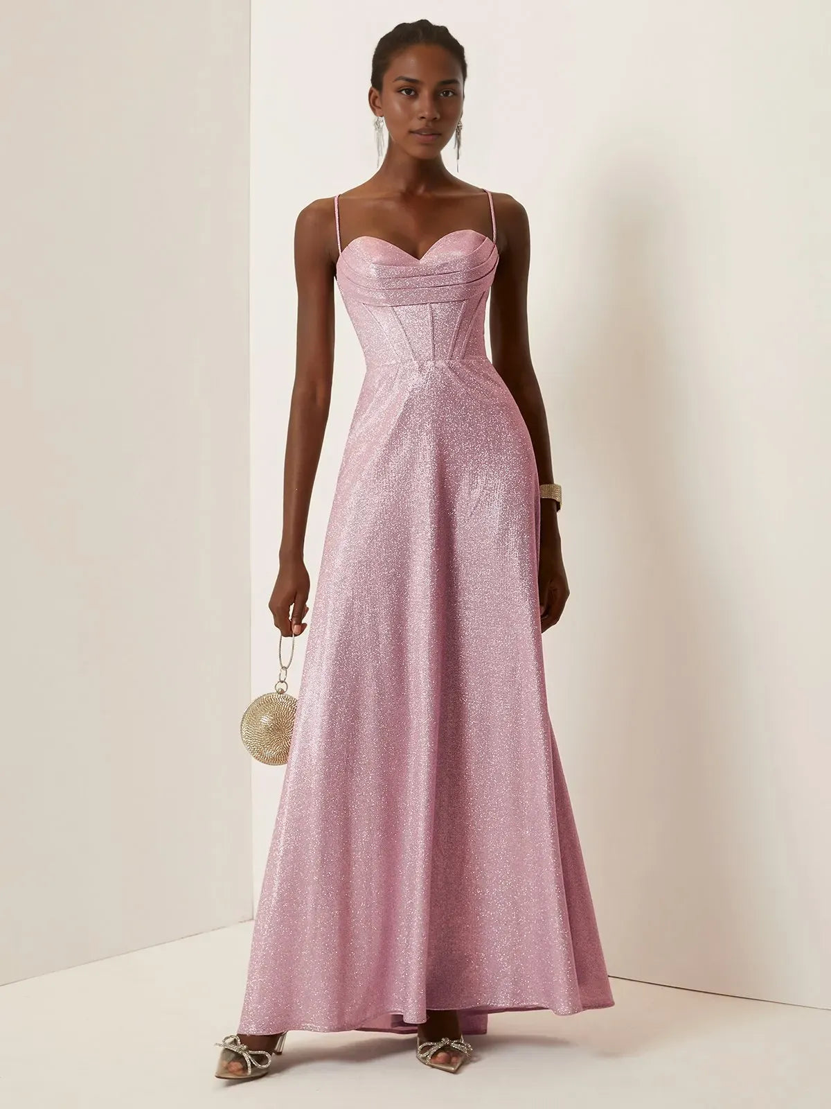 Charming A-Line Spaghetti Straps Sleeveless Lace Up Floor-Length Evening Dress