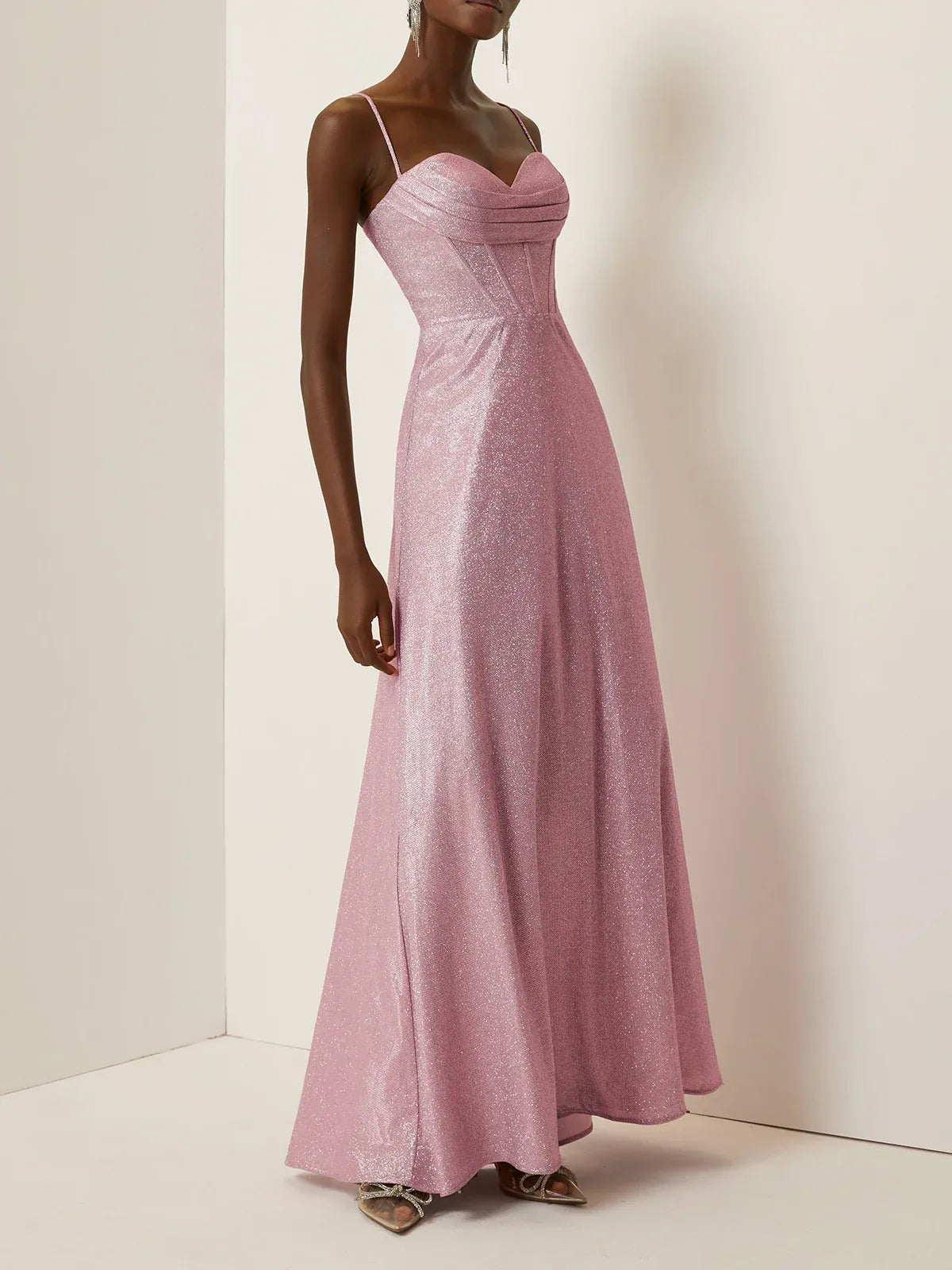 Charming A-Line Spaghetti Straps Sleeveless Lace Up Floor-Length Evening Dress